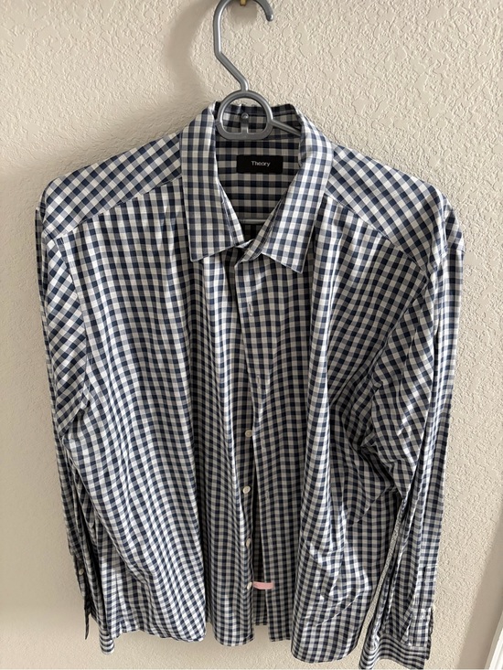 Theory Other - Theory Men's Navy and White Check Button-Down Shirt - XXL